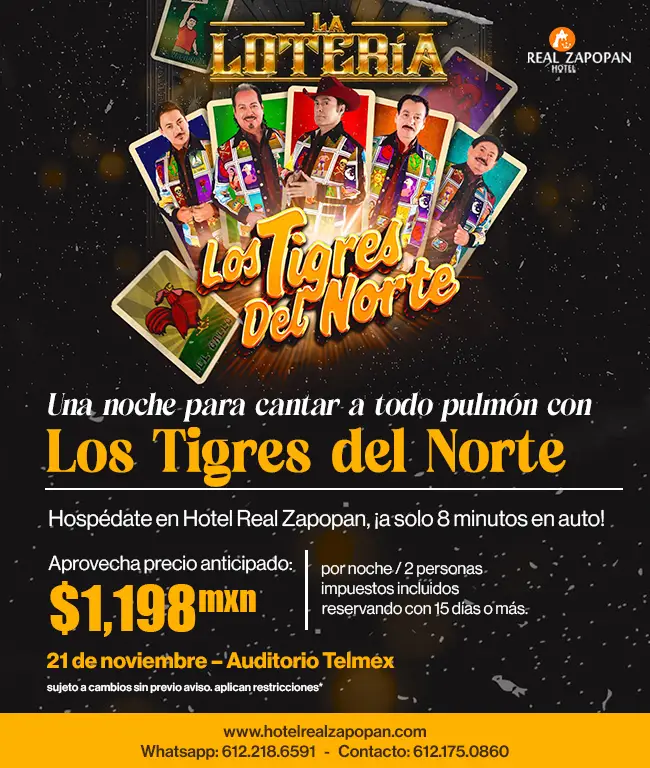 Hospedaje Hotel Real Zapopan. Hotel en Zapopan Jalisco, Concierto Los Tigres del Norte