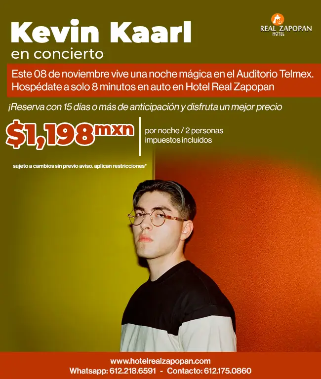 Hospedaje Hotel Real Zapopan. Hotel en Zapopan Jalisco, Concierto Kevin Kaarl